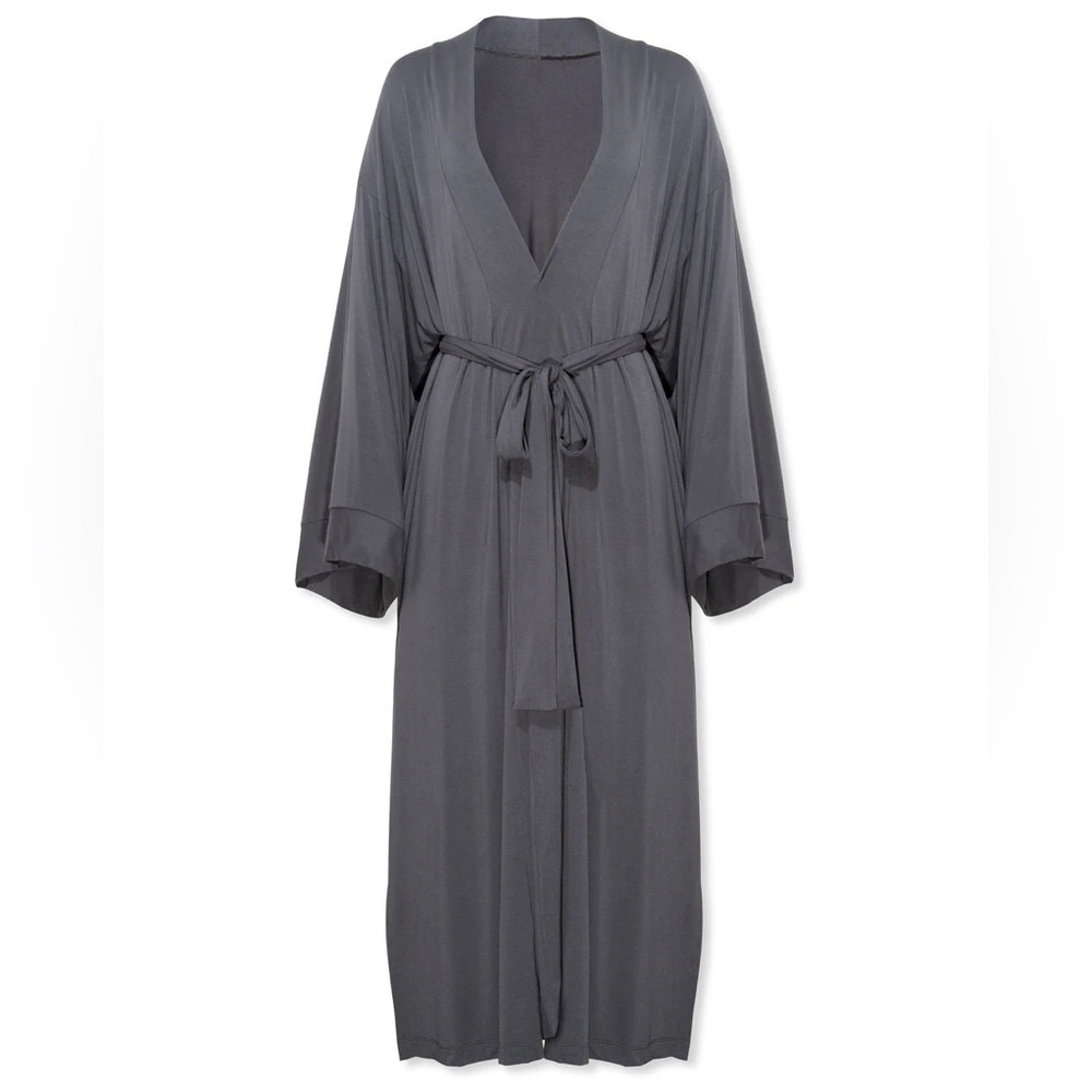 Festive Chill Kimono Robe - Charcoal